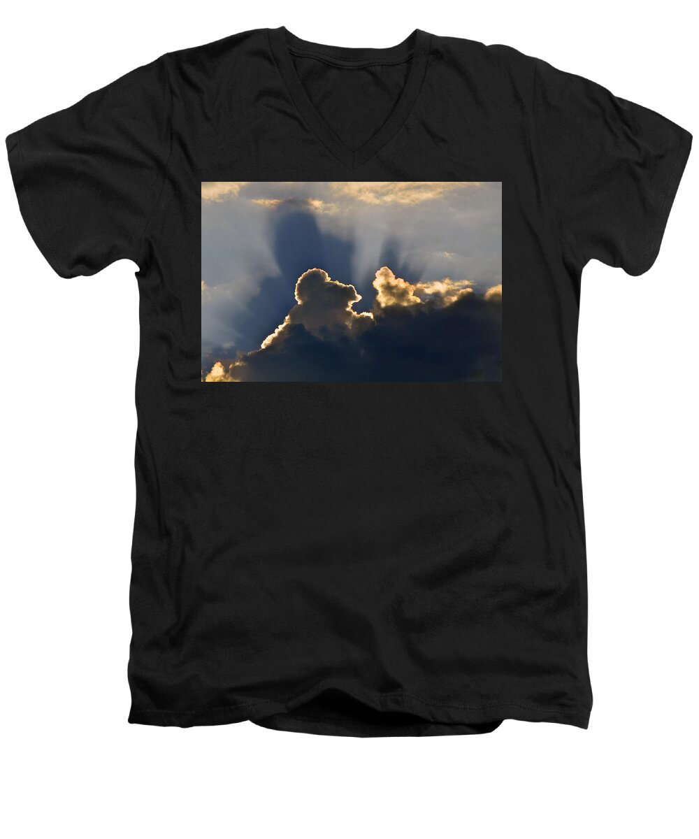 Clouds Men's V-Neck T-Shirt featuring the photograph Cloud Shadows by Charlotte Schafer