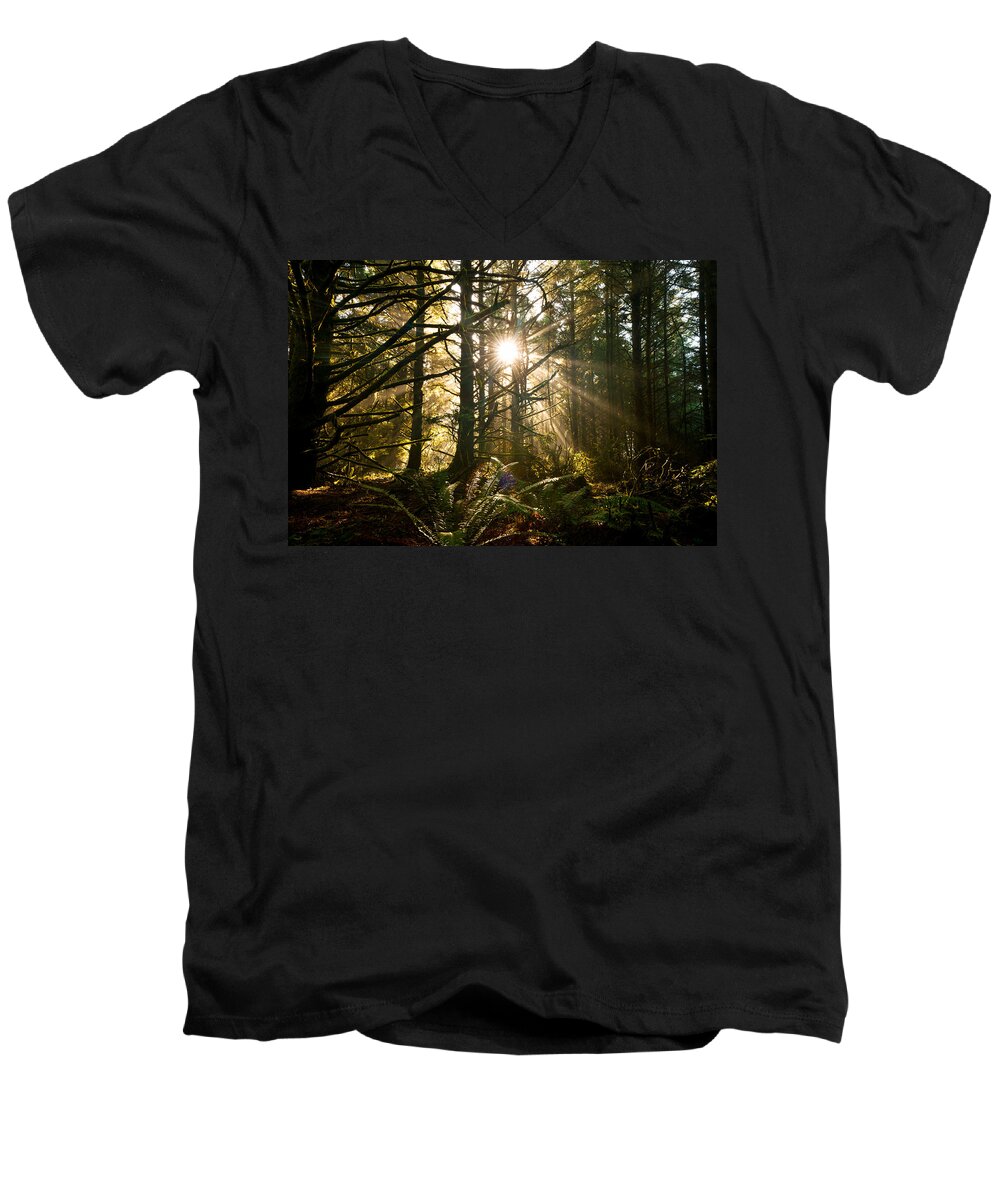 Oregon Men's V-Neck T-Shirt featuring the photograph Coastal Forest by Andrew Kumler