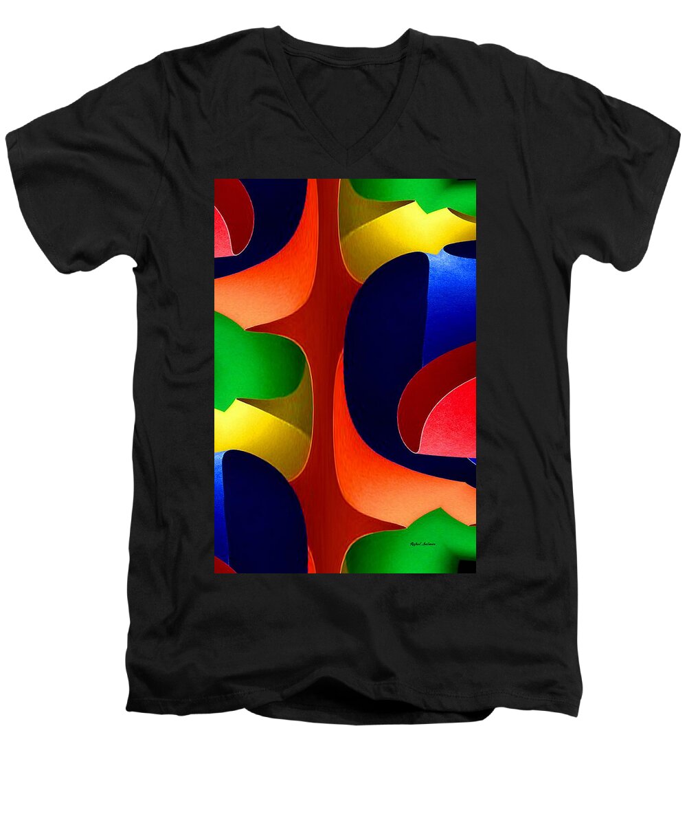 Color Men's V-Neck T-Shirt featuring the digital art Color Maze by Rafael Salazar