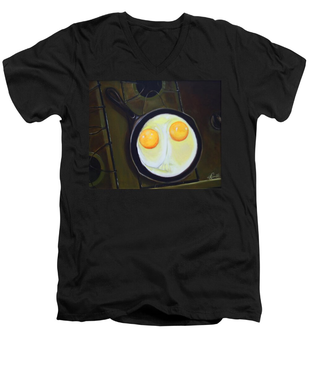 Breakfast Men's V-Neck T-Shirt featuring the painting Communion by William Gambill