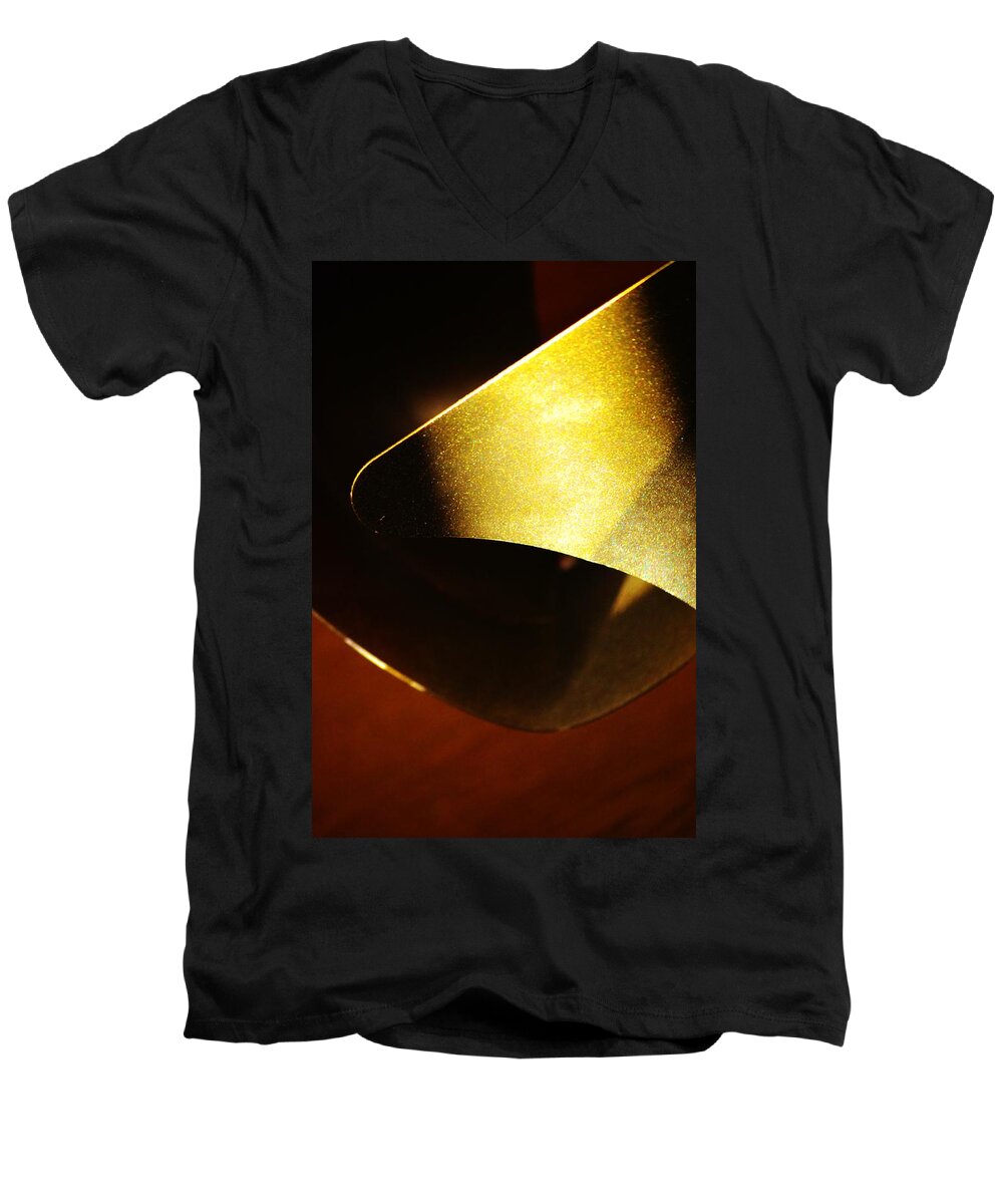 Abstract Men's V-Neck T-Shirt featuring the photograph Composition In Gold by Tamara Michael
