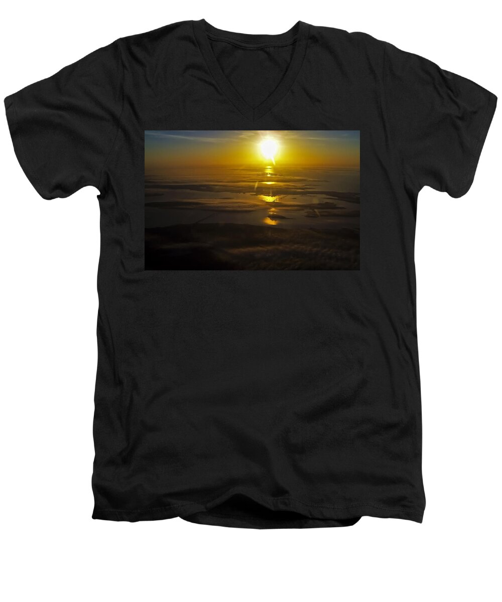 Conanicut Island Men's V-Neck T-Shirt featuring the photograph Conanicut Island and Narragansett Bay Sunrise II by Greg Reed