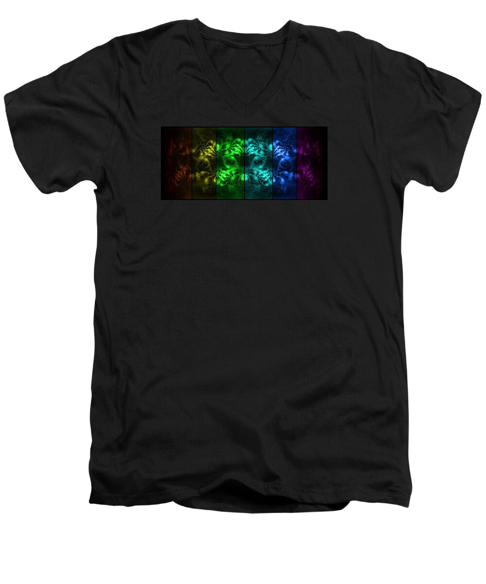 Corporate Men's V-Neck T-Shirt featuring the digital art Cosmic Alien Eyes Pride by Shawn Dall