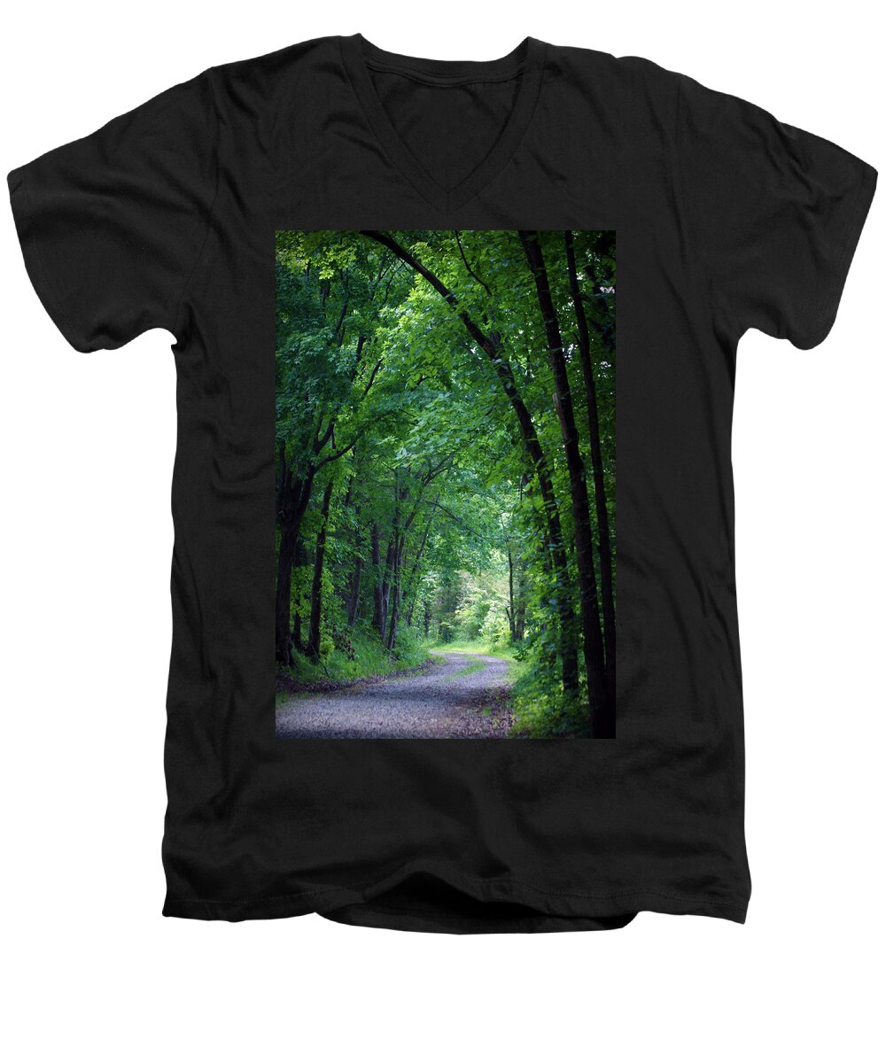 Tree Men's V-Neck T-Shirt featuring the photograph Country Lane by Cricket Hackmann