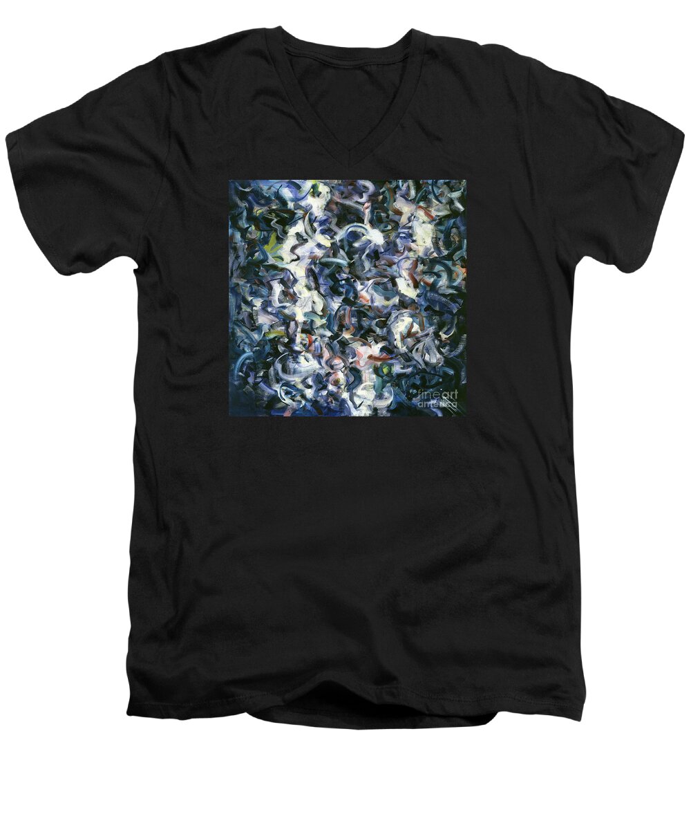 Abstraction Men's V-Neck T-Shirt featuring the painting Courage by Ritchard Rodriguez