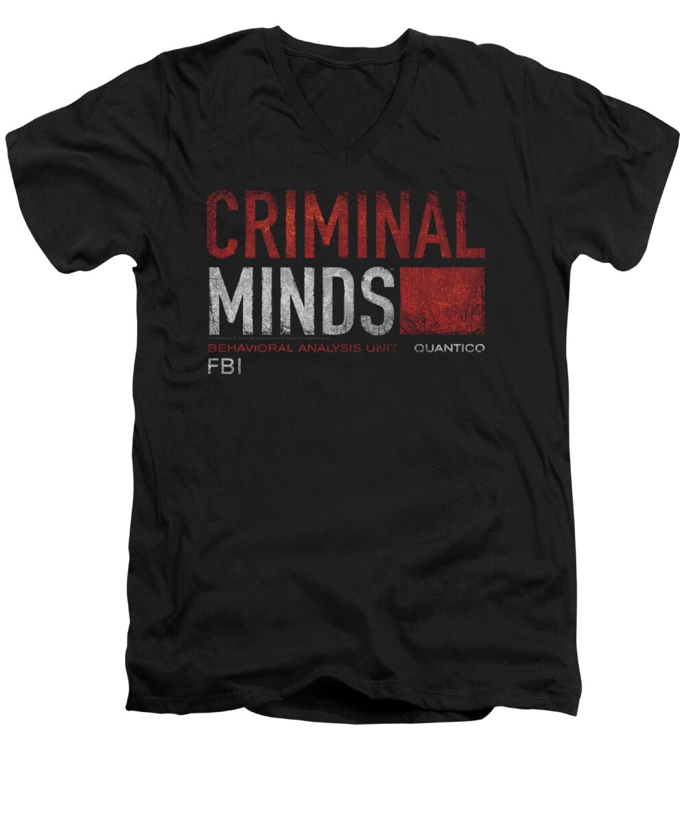 Criminal Minds Men's V-Neck T-Shirt featuring the digital art Criminal Minds - Title Card by Brand A