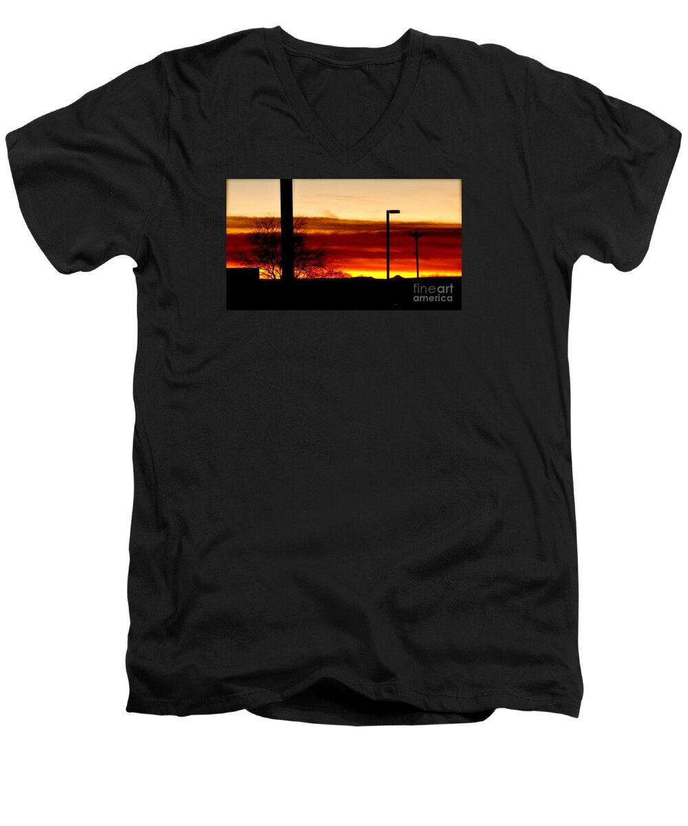 Sunset Men's V-Neck T-Shirt featuring the photograph Cross The Skies by LeLa Becker