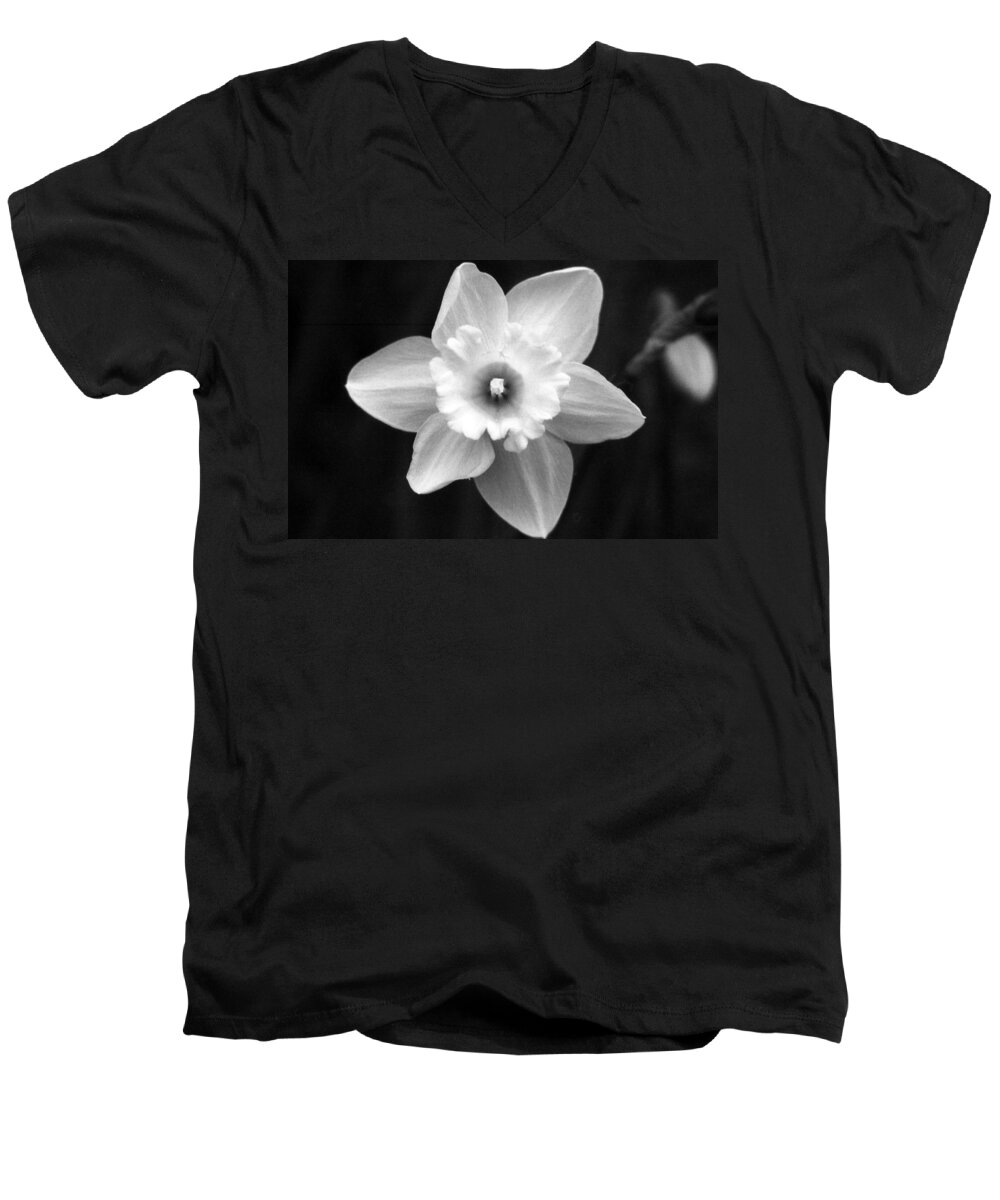 Daffodil Men's V-Neck T-Shirt featuring the photograph Daffodils - Infrared 01 by Pamela Critchlow