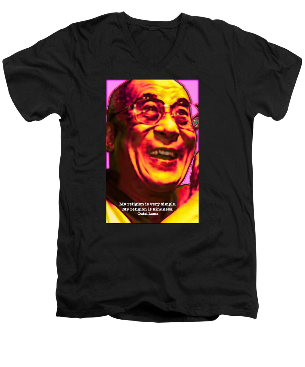 Dalai Lama Men's V-Neck T-Shirt featuring the photograph Dalai Lama Quote by Steve Fields