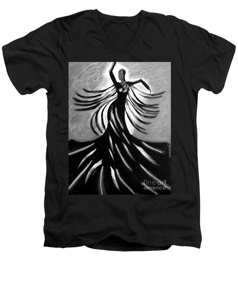 Dancer Men's V-Neck T-Shirt featuring the painting Dancer 2 by Anita Lewis