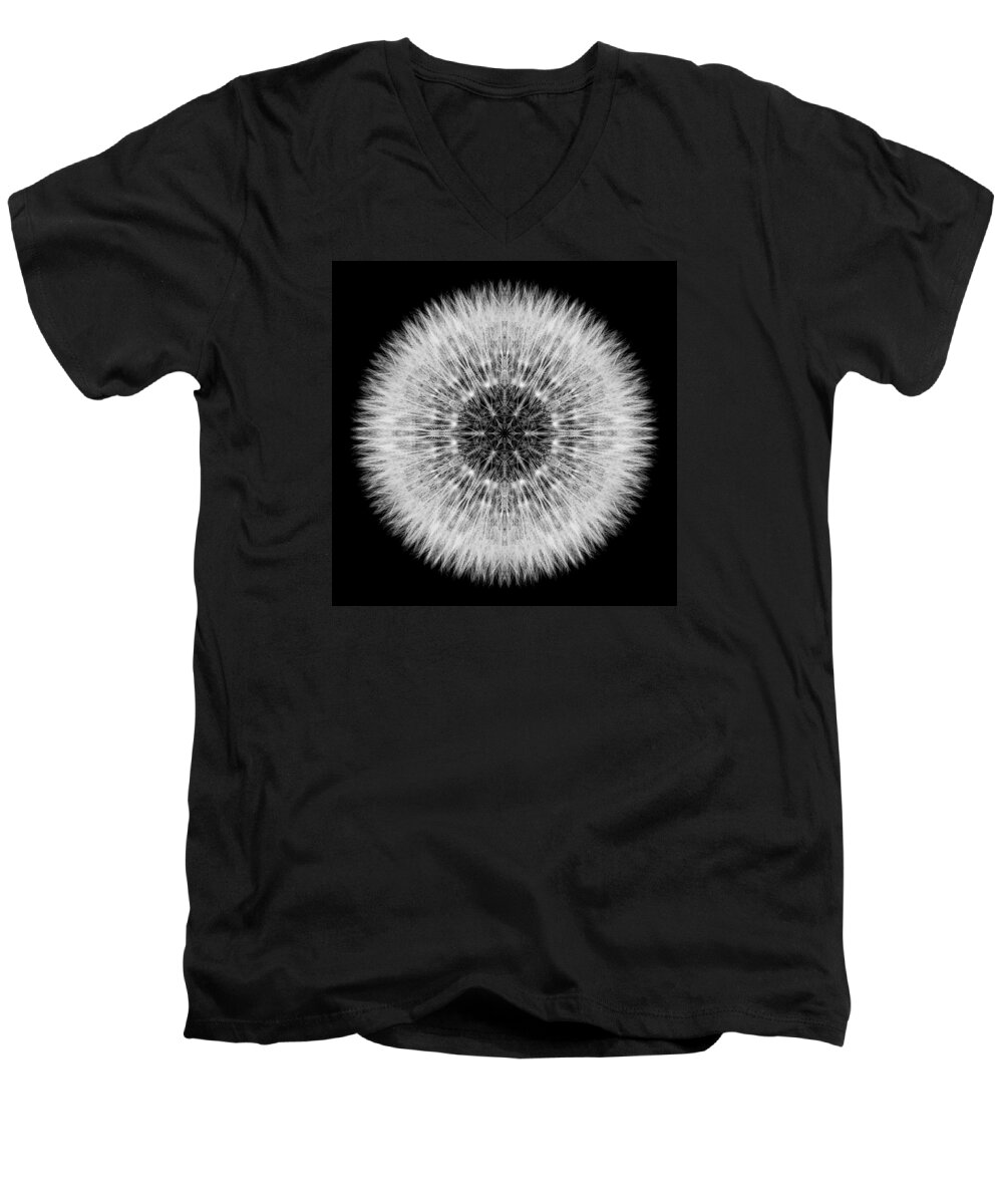 Flower Men's V-Neck T-Shirt featuring the photograph Dandelion Head Flower Mandala by David J Bookbinder