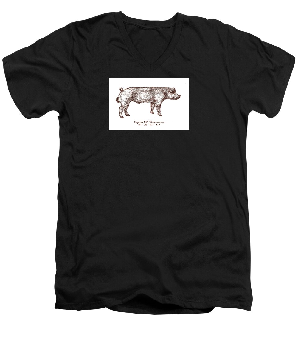 Danish Duroc Men's V-Neck T-Shirt featuring the drawing Danish Duroc by Larry Campbell