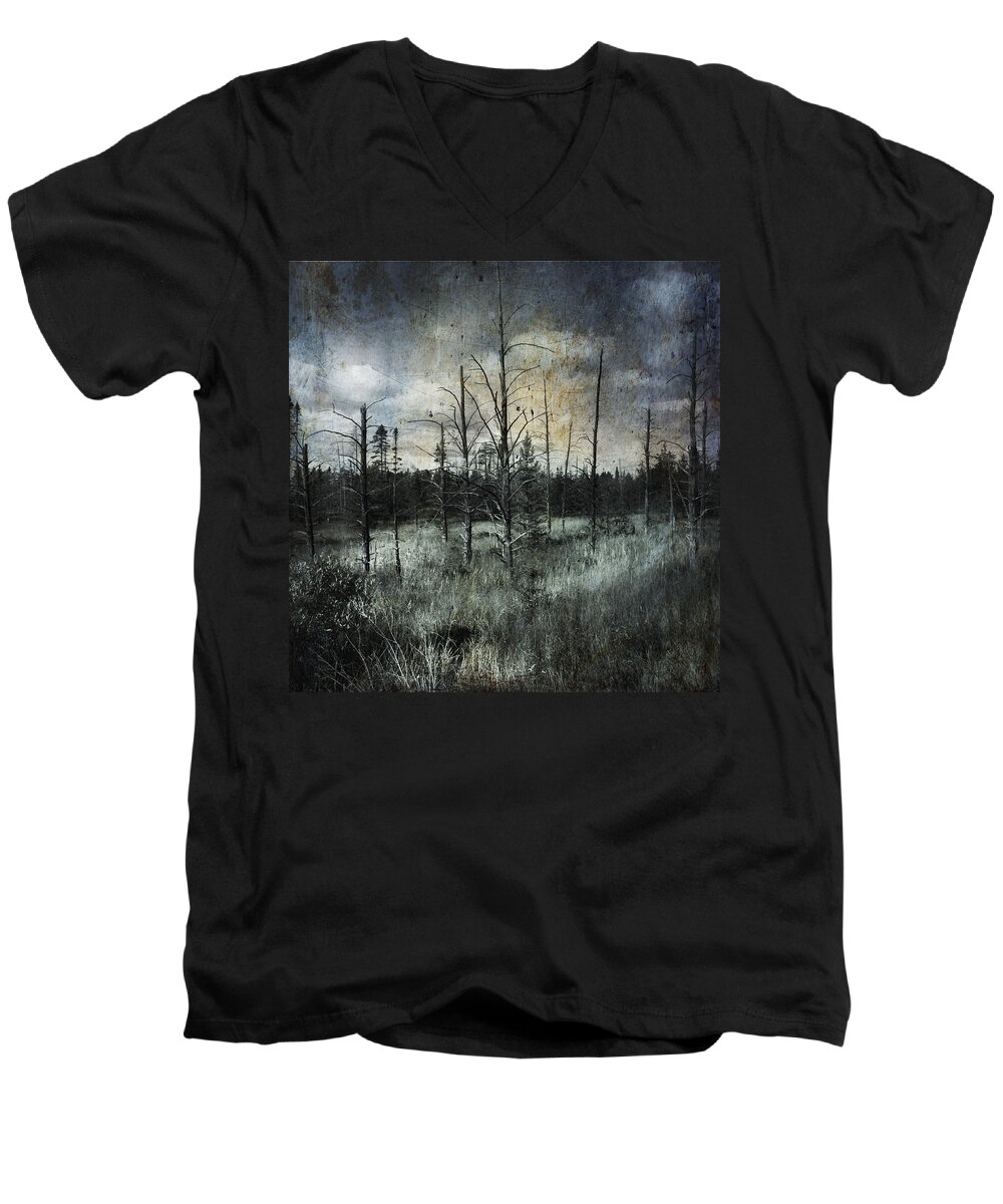 Evie Carrier Men's V-Neck T-Shirt featuring the photograph Deadwood by Evie Carrier