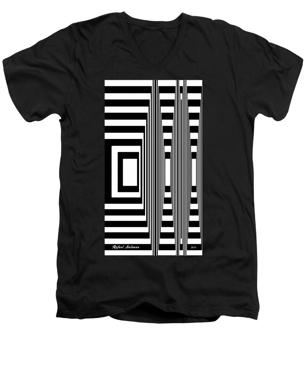 Geometric Men's V-Neck T-Shirt featuring the digital art Determined to go Through by Rafael Salazar