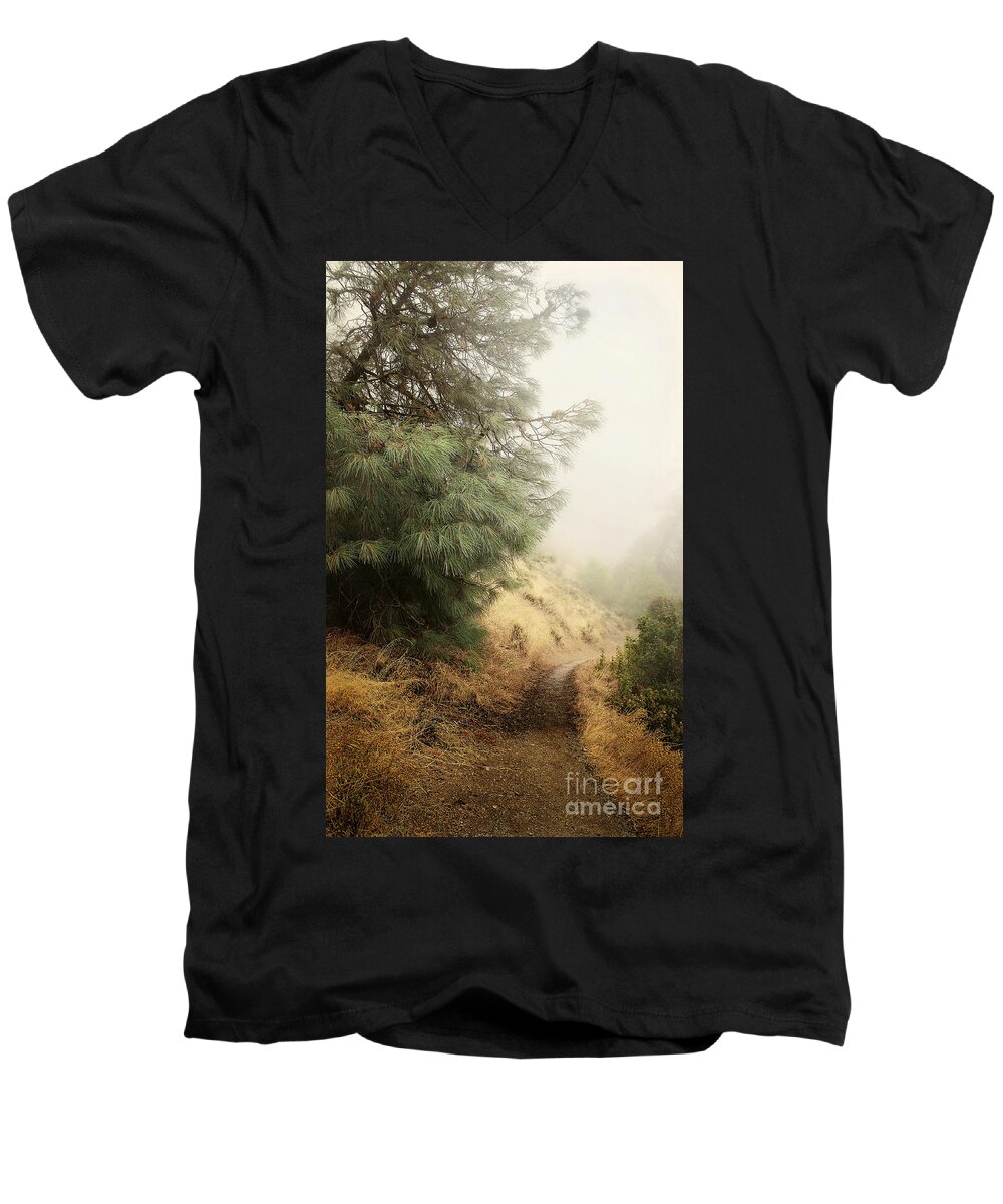 Fog Men's V-Neck T-Shirt featuring the photograph There and Back Again by Ellen Cotton