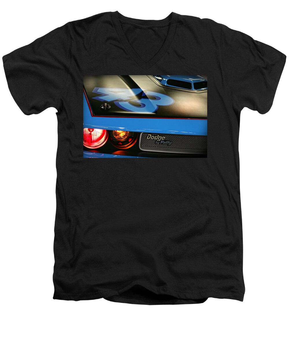 Richard Men's V-Neck T-Shirt featuring the photograph Dodge By Petty by Gordon Dean II