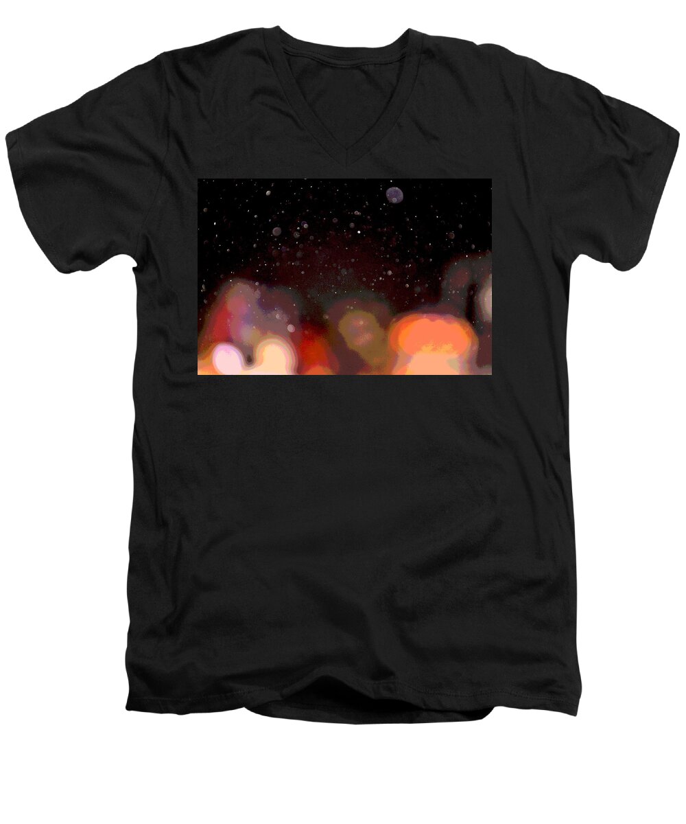 Dust Men's V-Neck T-Shirt featuring the photograph Dust and Bright Lights by Nadalyn Larsen