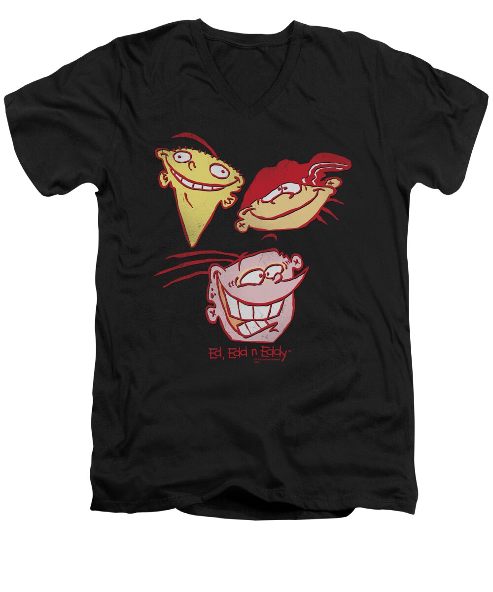 Ed Men's V-Neck T-Shirt featuring the digital art Ed Edd Eddy - Three Heads by Brand A