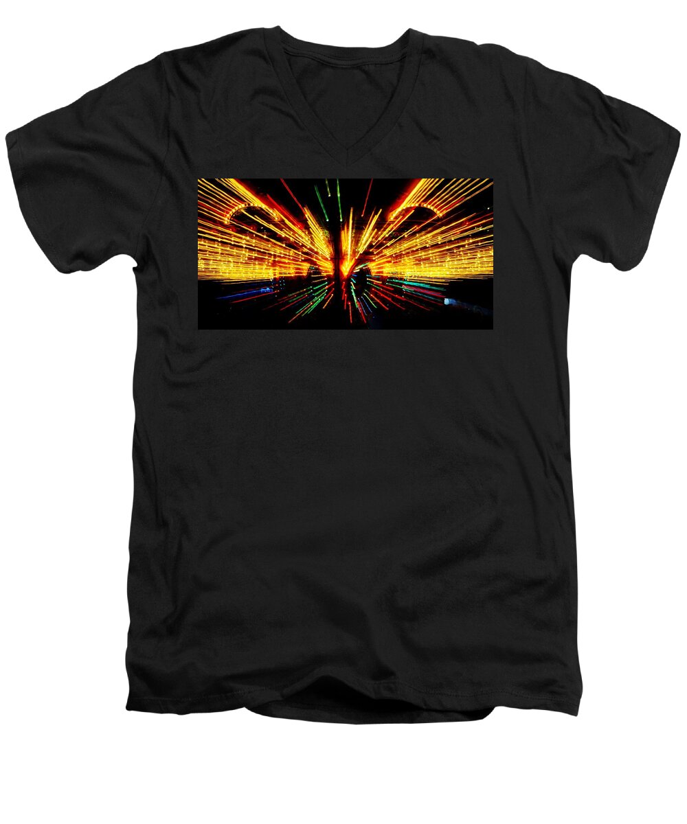  Men's V-Neck T-Shirt featuring the photograph Electric Butterfly by Daniel Thompson