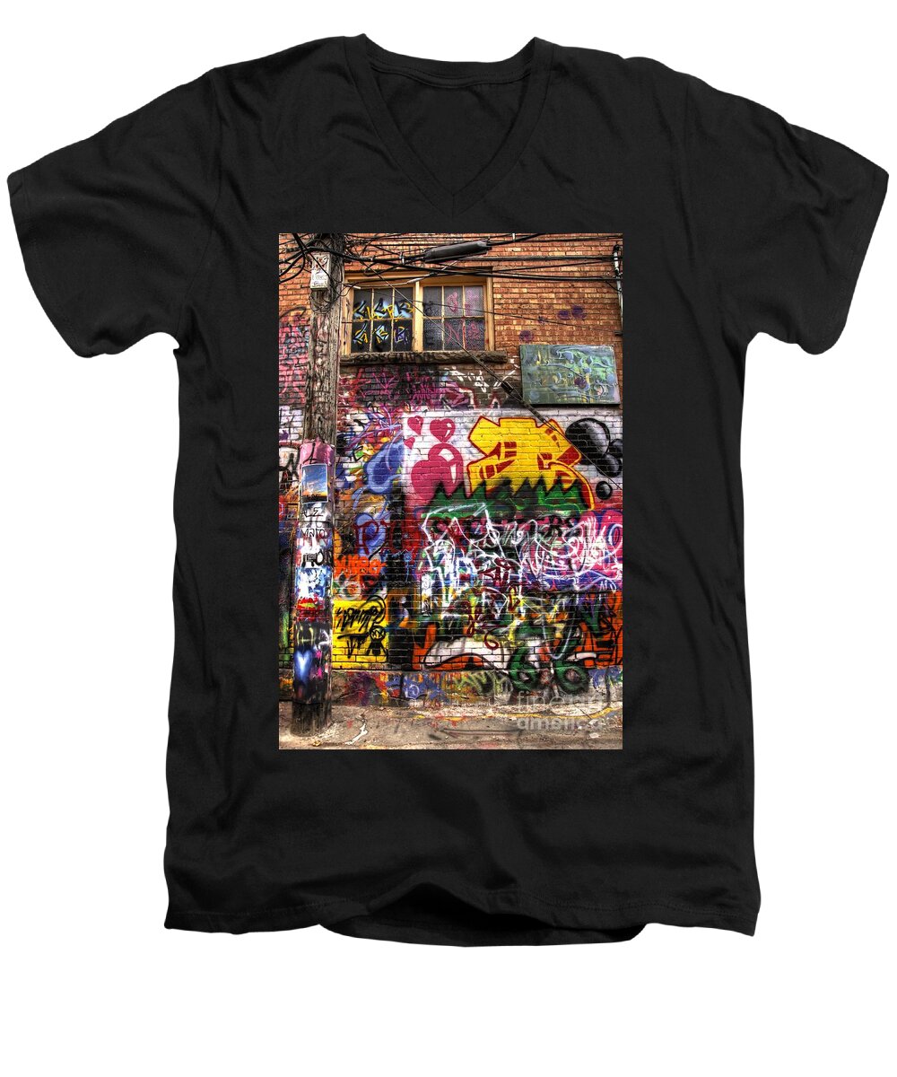 Graffiti Men's V-Neck T-Shirt featuring the photograph Electric Feel by Anthony Wilkening