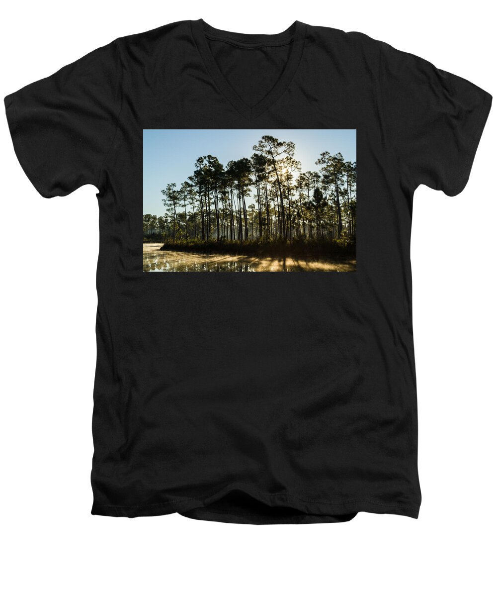 Everglades National Park Men's V-Neck T-Shirt featuring the photograph Everglades Sunrise by Stefan Mazzola