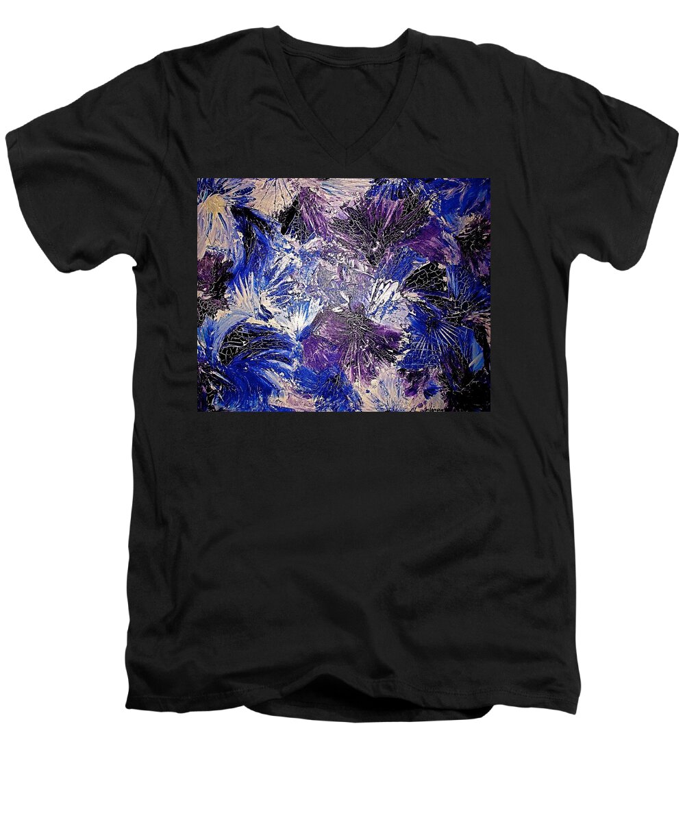 Painting Acrylics Prints Men's V-Neck T-Shirt featuring the painting Feathers In The Wind by Monique Wegmueller
