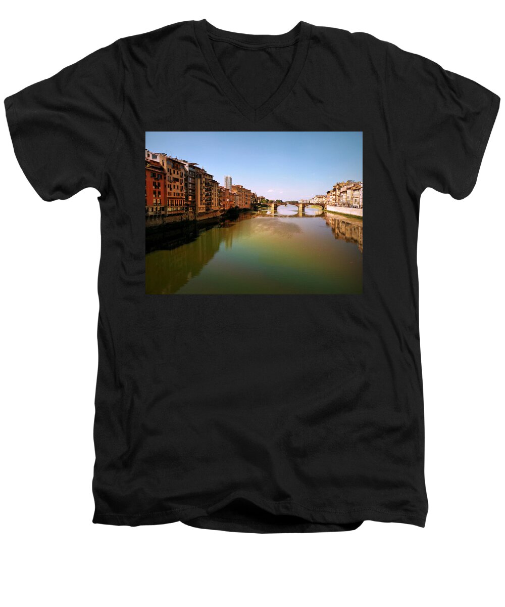 Fiume Di Sogni Men's V-Neck T-Shirt featuring the photograph Fiume di Sogni by Micki Findlay