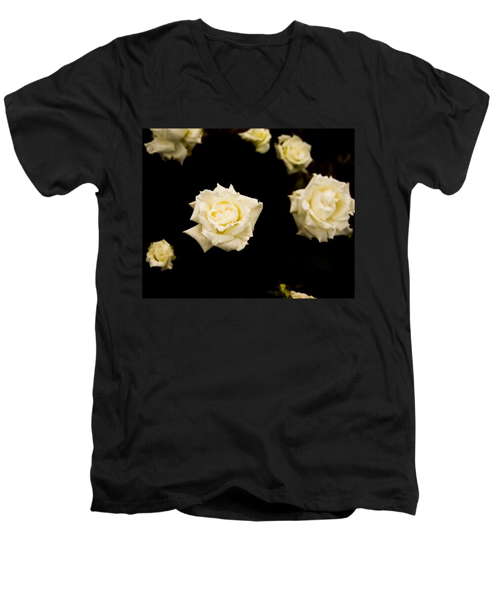 Flowers Men's V-Neck T-Shirt featuring the photograph Floating in Darkness by Theodore Jones