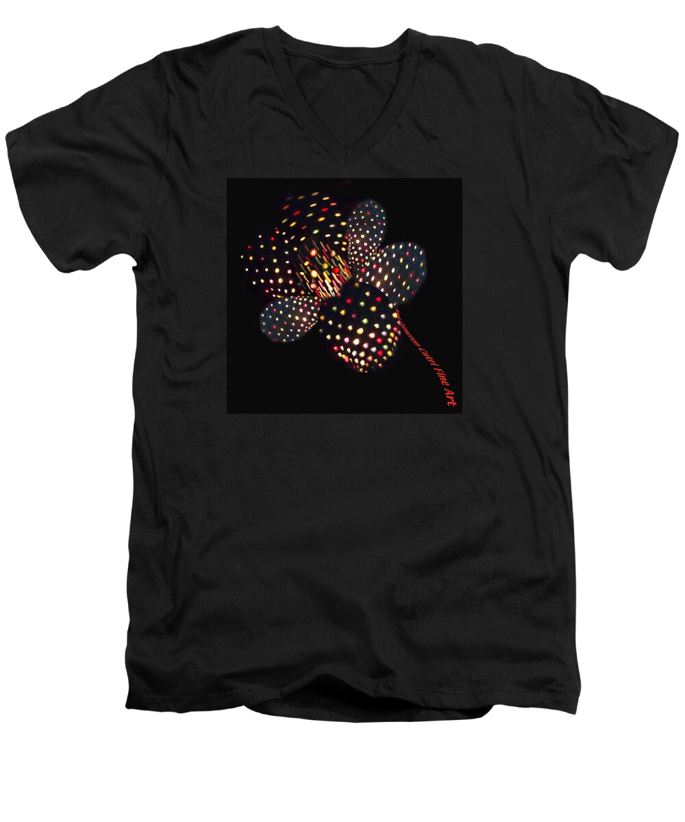 Flower Men's V-Neck T-Shirt featuring the photograph Flower of lights by Anne Cameron Cutri