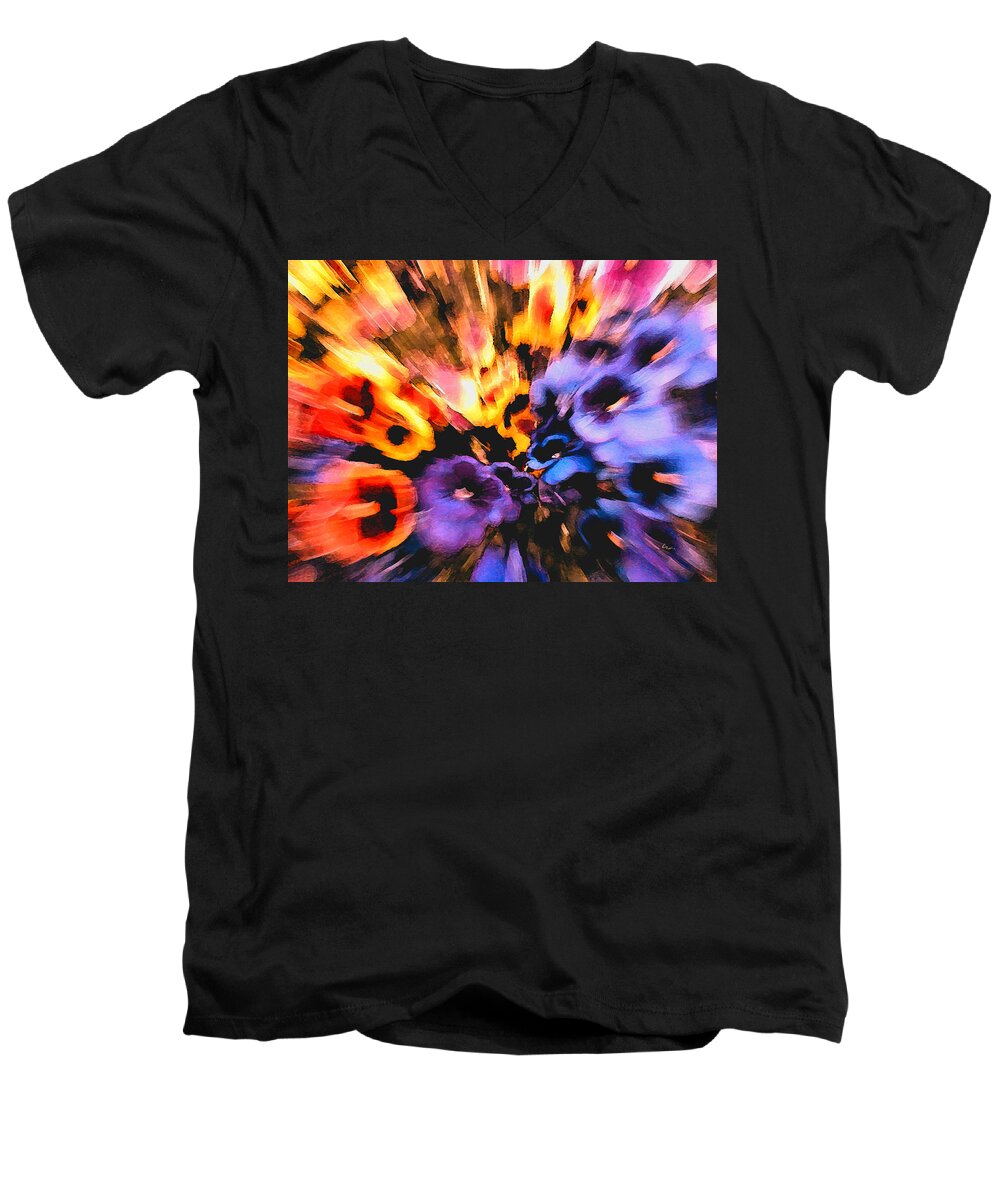 Flower Trip Men's V-Neck T-Shirt featuring the mixed media Flower Trip by Carl Hunter