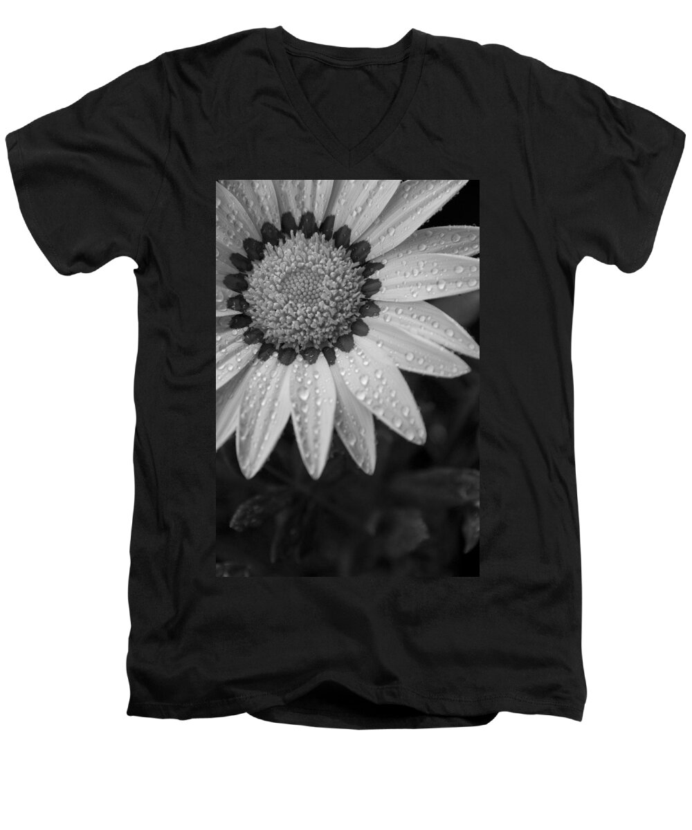 Flower Men's V-Neck T-Shirt featuring the photograph Flower Water Droplets by Ron White