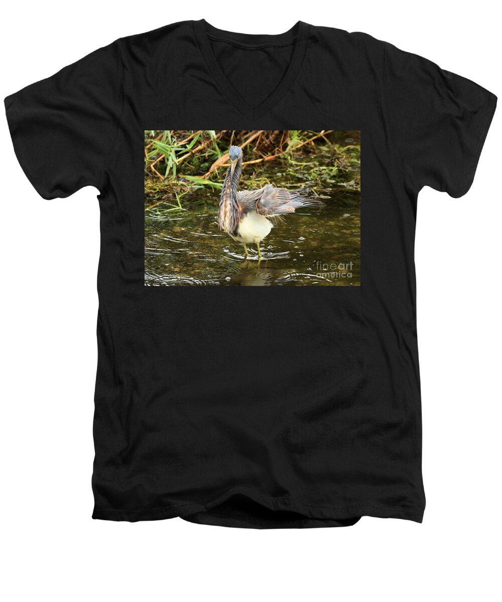Anhinga Men's V-Neck T-Shirt featuring the photograph Flurry by Adam Jewell