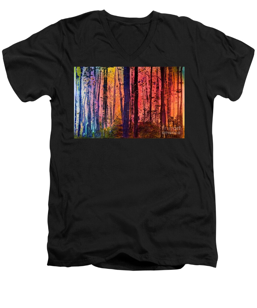 Forest Men's V-Neck T-Shirt featuring the painting Forest Magic by Desiree Paquette