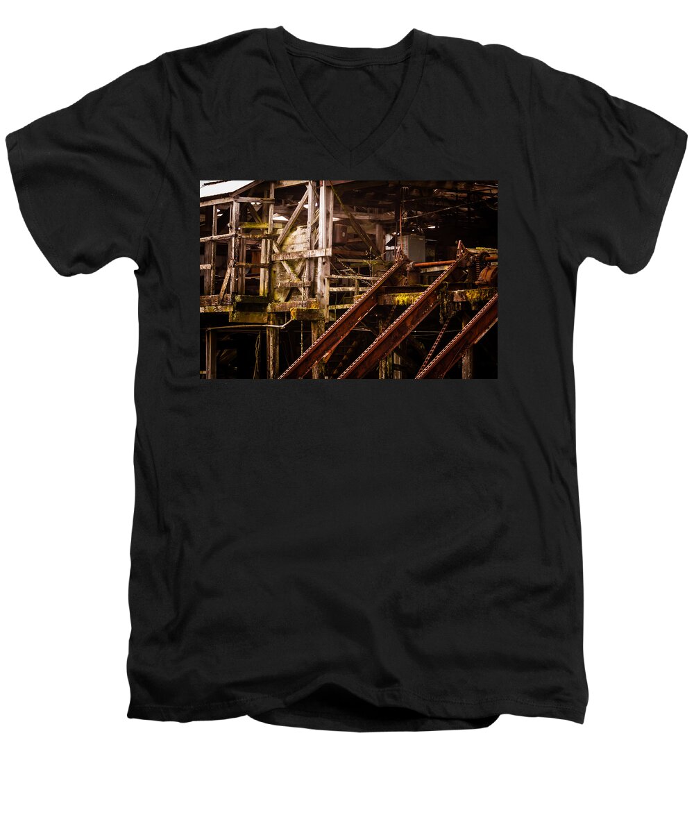 2008 Men's V-Neck T-Shirt featuring the photograph Forgotten Factory by Melinda Ledsome
