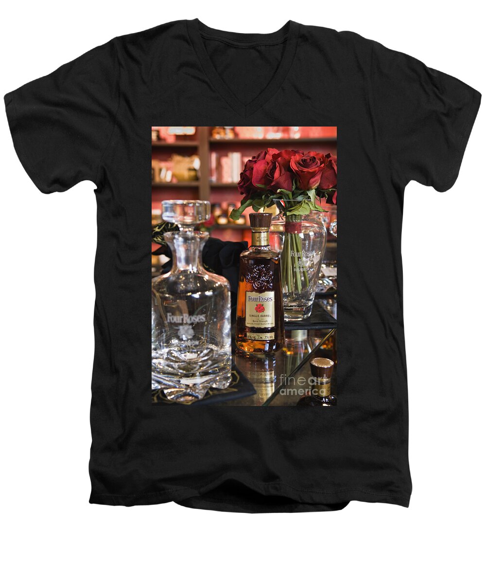 Bottle Men's V-Neck T-Shirt featuring the photograph Four Roses Single Barrel - D008612 by Daniel Dempster