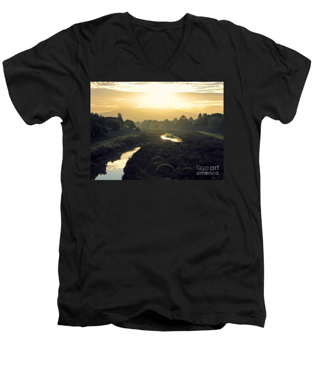 Landscape Men's V-Neck T-Shirt featuring the photograph Fremont Dawn by Ellen Cotton