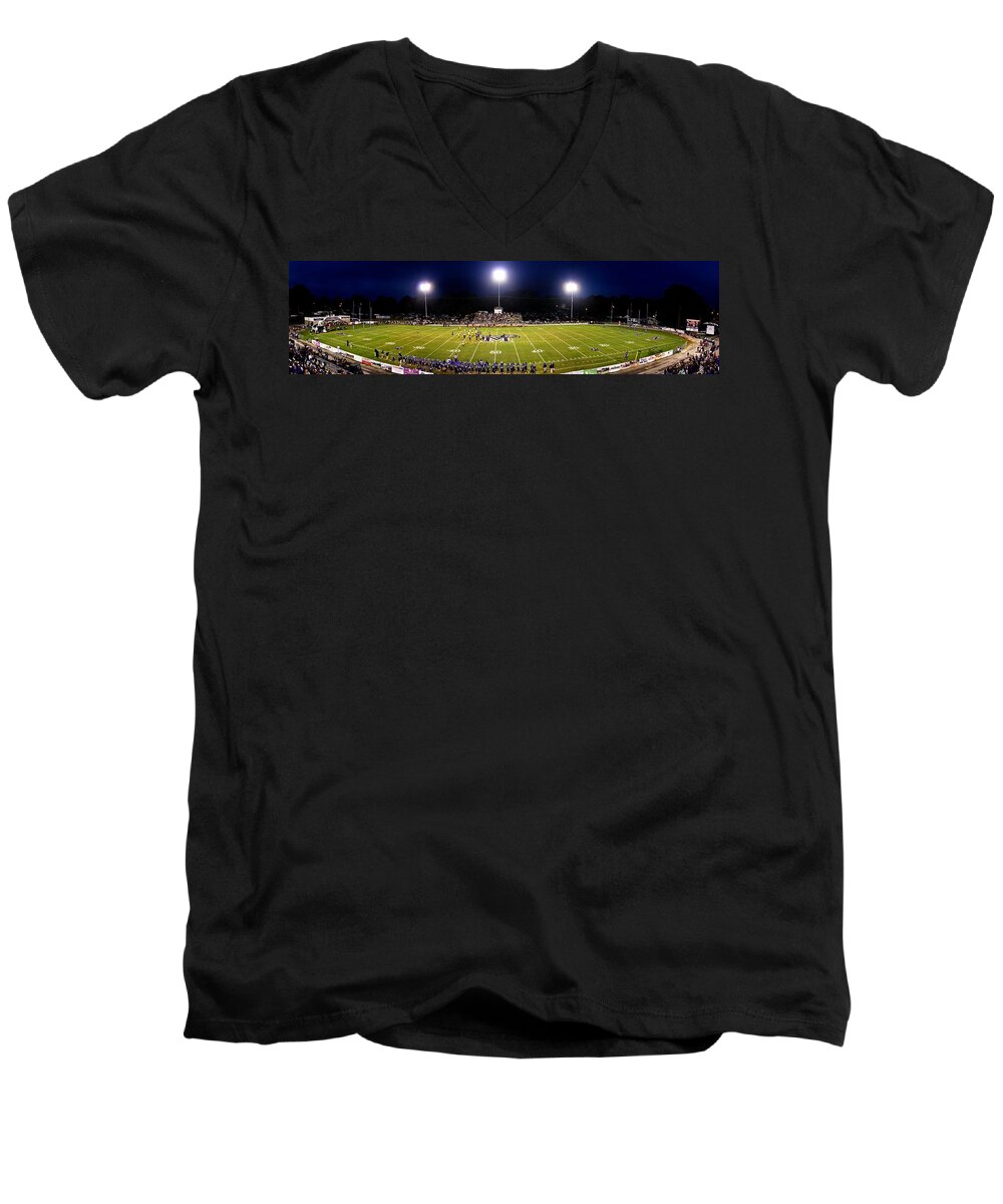 Football Men's V-Neck T-Shirt featuring the photograph Friday Night Lights by David Zarecor