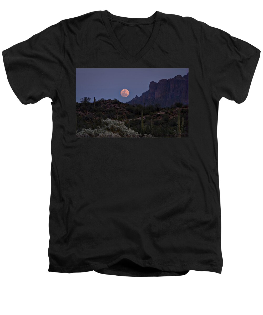 Full Moon Men's V-Neck T-Shirt featuring the photograph Full Moon Rising by Saija Lehtonen