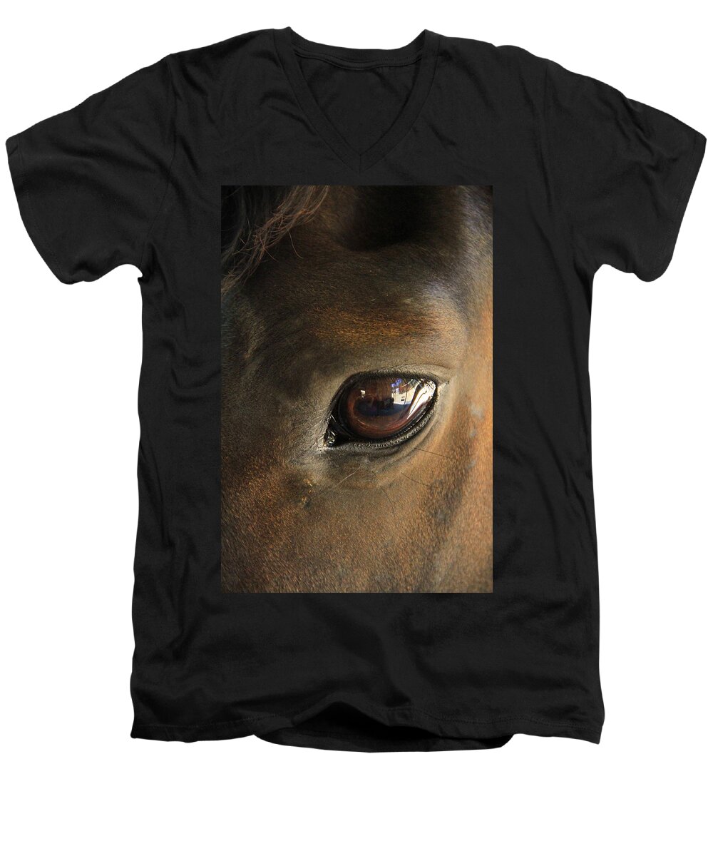 Horse Men's V-Neck T-Shirt featuring the photograph Gateway to a horses soul by Shoal Hollingsworth
