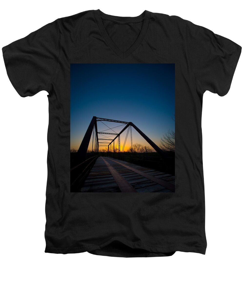 Bridge Men's V-Neck T-Shirt featuring the photograph Ghost Town Bridge by David Downs