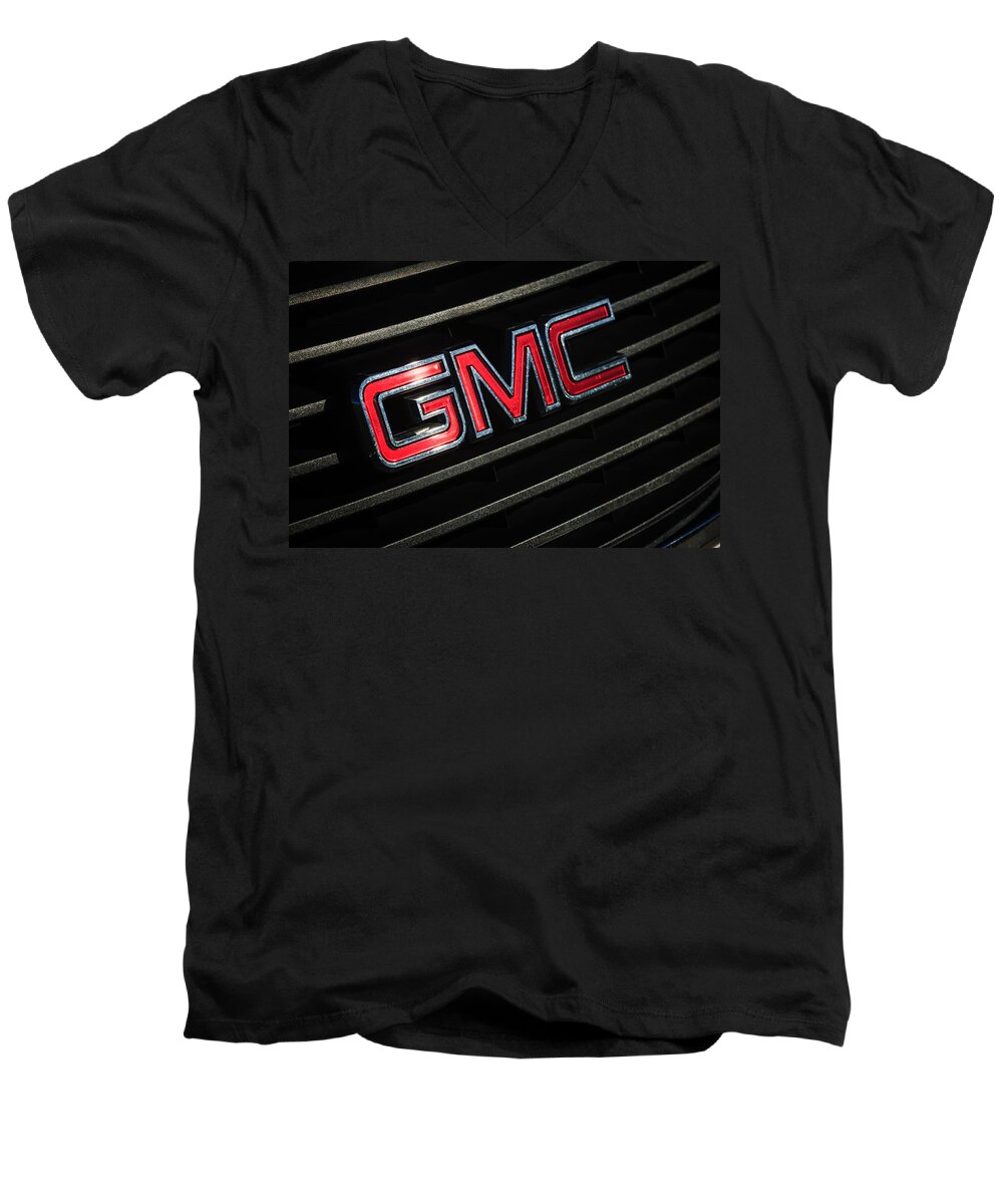 Gmc Emblem Men's V-Neck T-Shirt featuring the photograph GMC Emblem - 1634c by Jill Reger