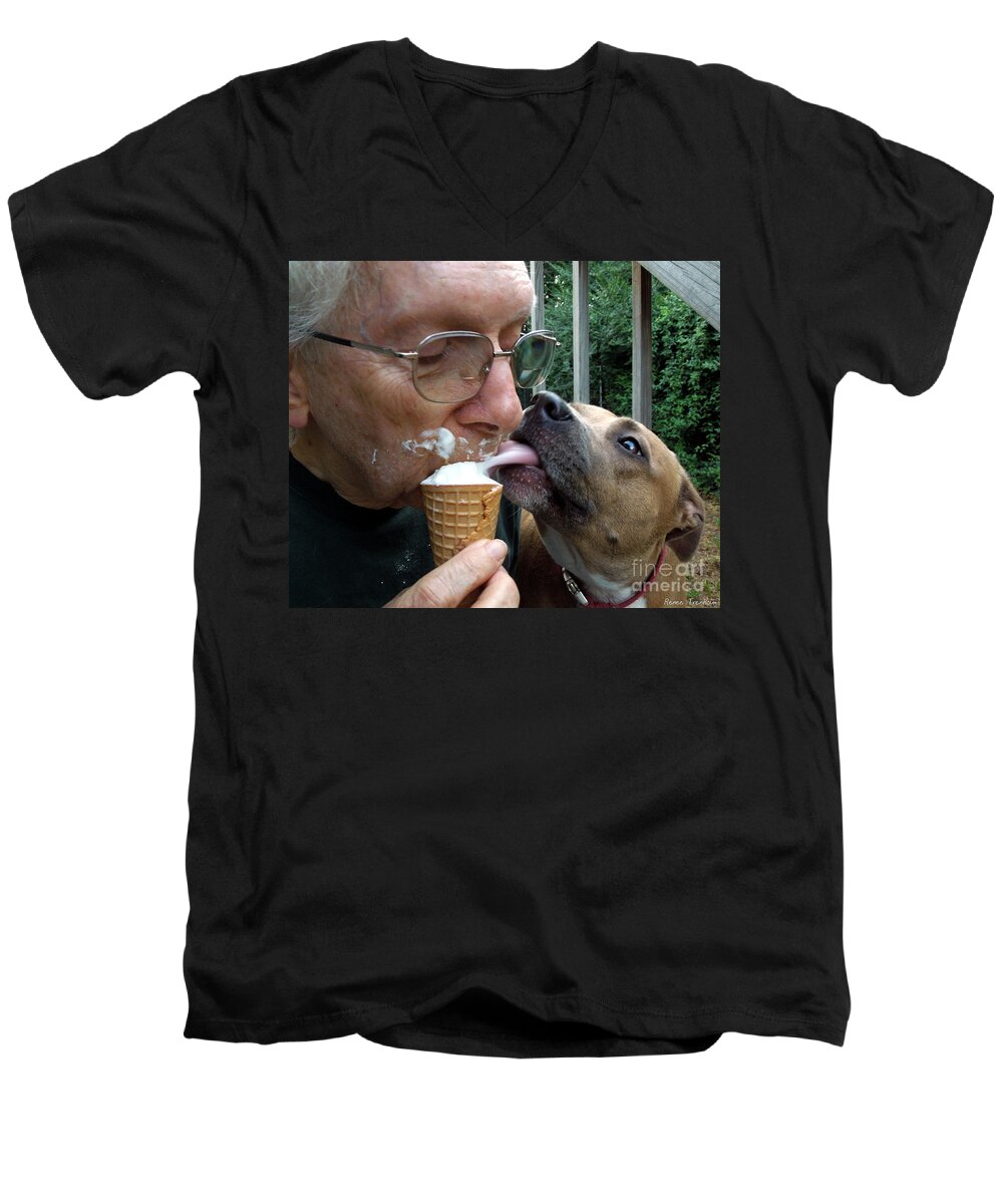Ice Men's V-Neck T-Shirt featuring the photograph Good Friends by Renee Trenholm