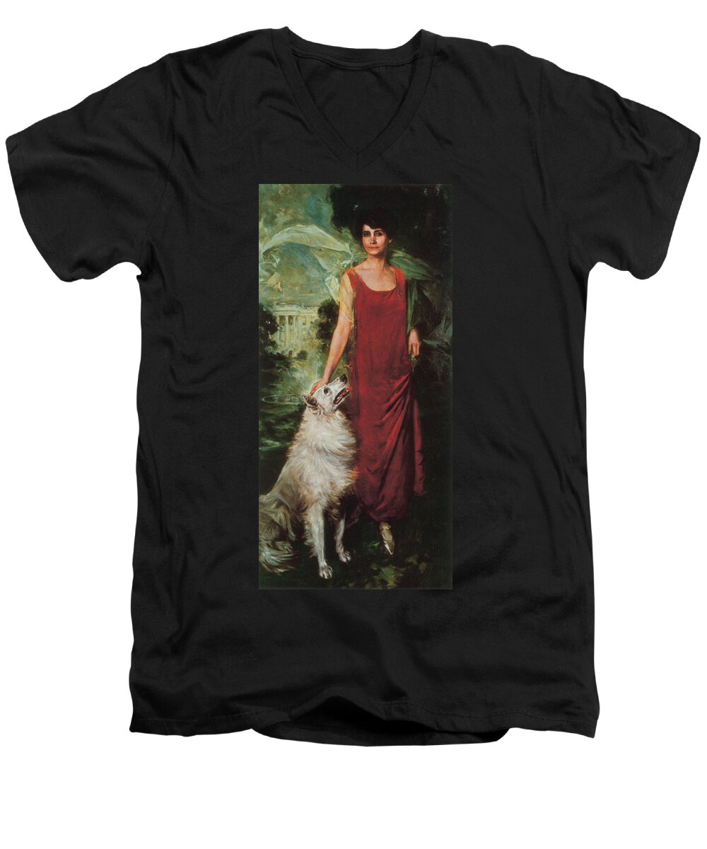 Government Men's V-Neck T-Shirt featuring the painting Grace Coolidge, First Lady by Science Source