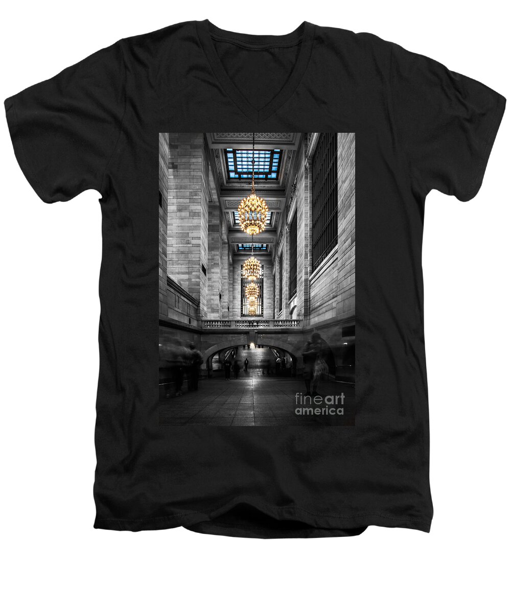 Nyc Men's V-Neck T-Shirt featuring the photograph Grand Central Station III ck by Hannes Cmarits