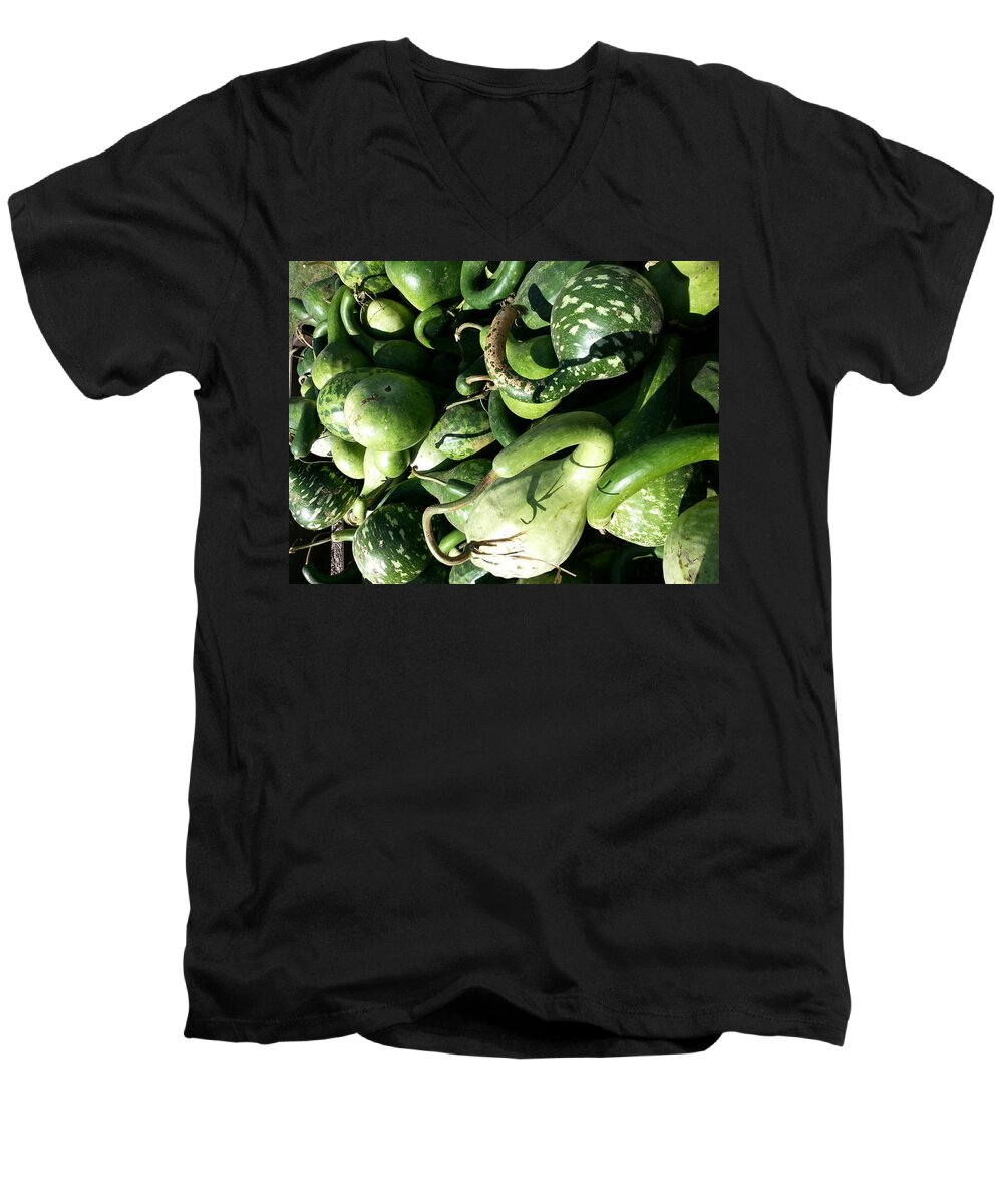 Green Men's V-Neck T-Shirt featuring the photograph Green Goosenecks by Caryl J Bohn