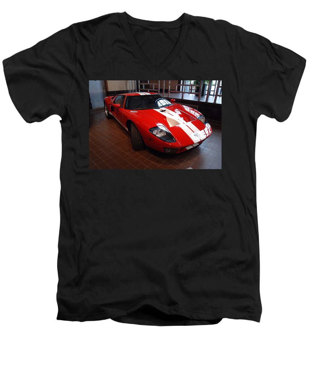 Automobiles Men's V-Neck T-Shirt featuring the photograph G T by John Schneider