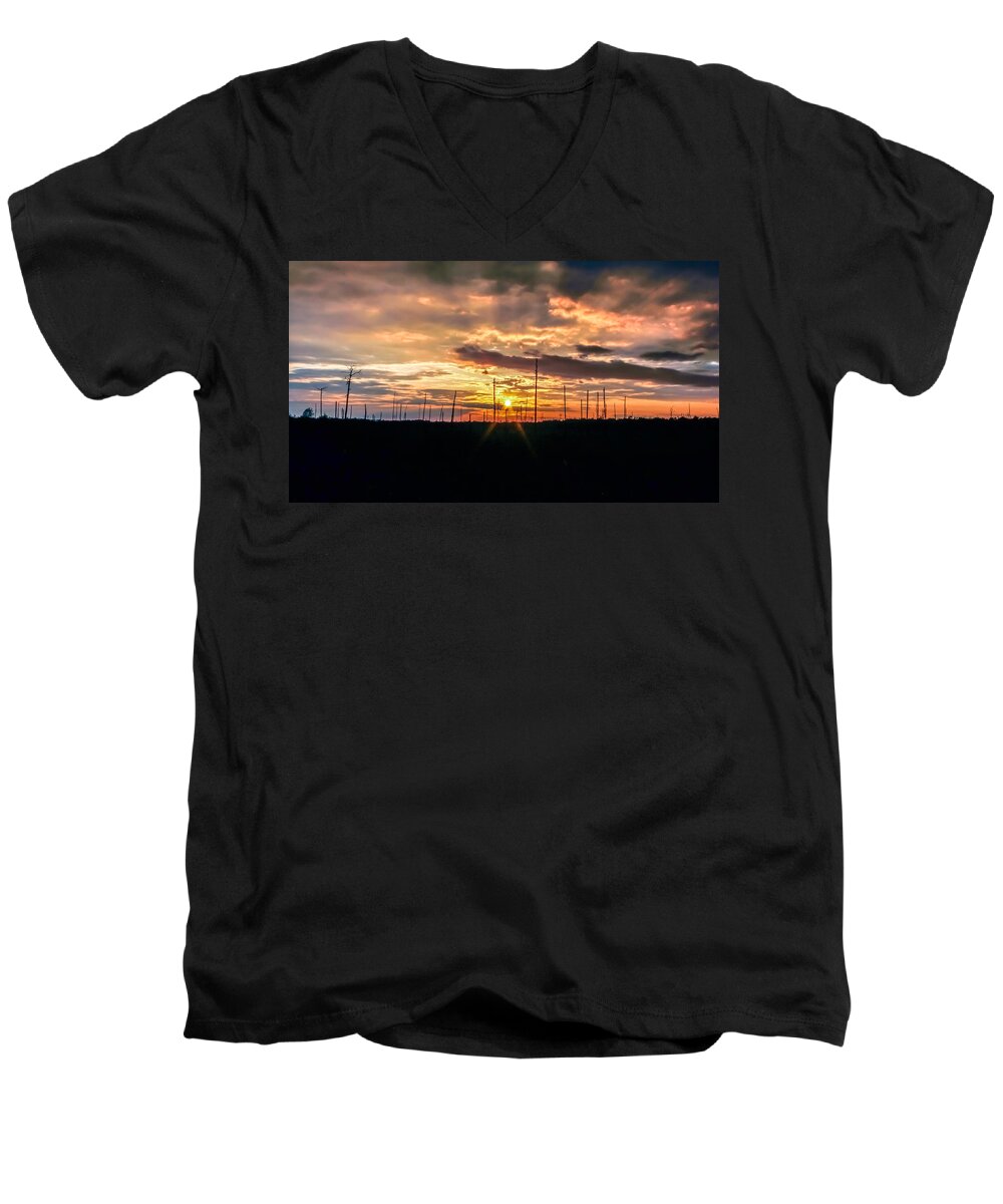 Al Men's V-Neck T-Shirt featuring the photograph Gulf Shore Sunset by Traveler's Pics
