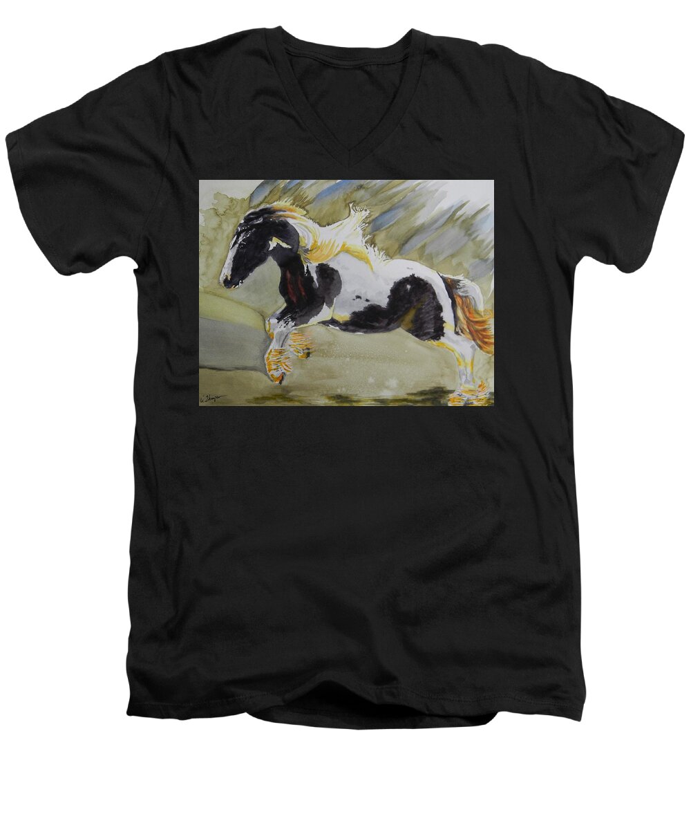 Gypsy Princess Men's V-Neck T-Shirt featuring the painting Gypsy Princess by Warren Thompson