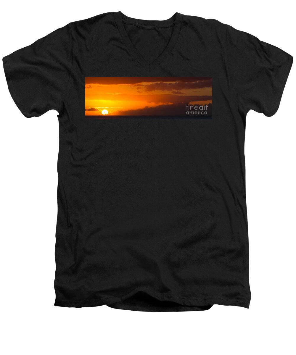 Hawaii Men's V-Neck T-Shirt featuring the photograph Hawaiian Sunset by Anthony Michael Bonafede