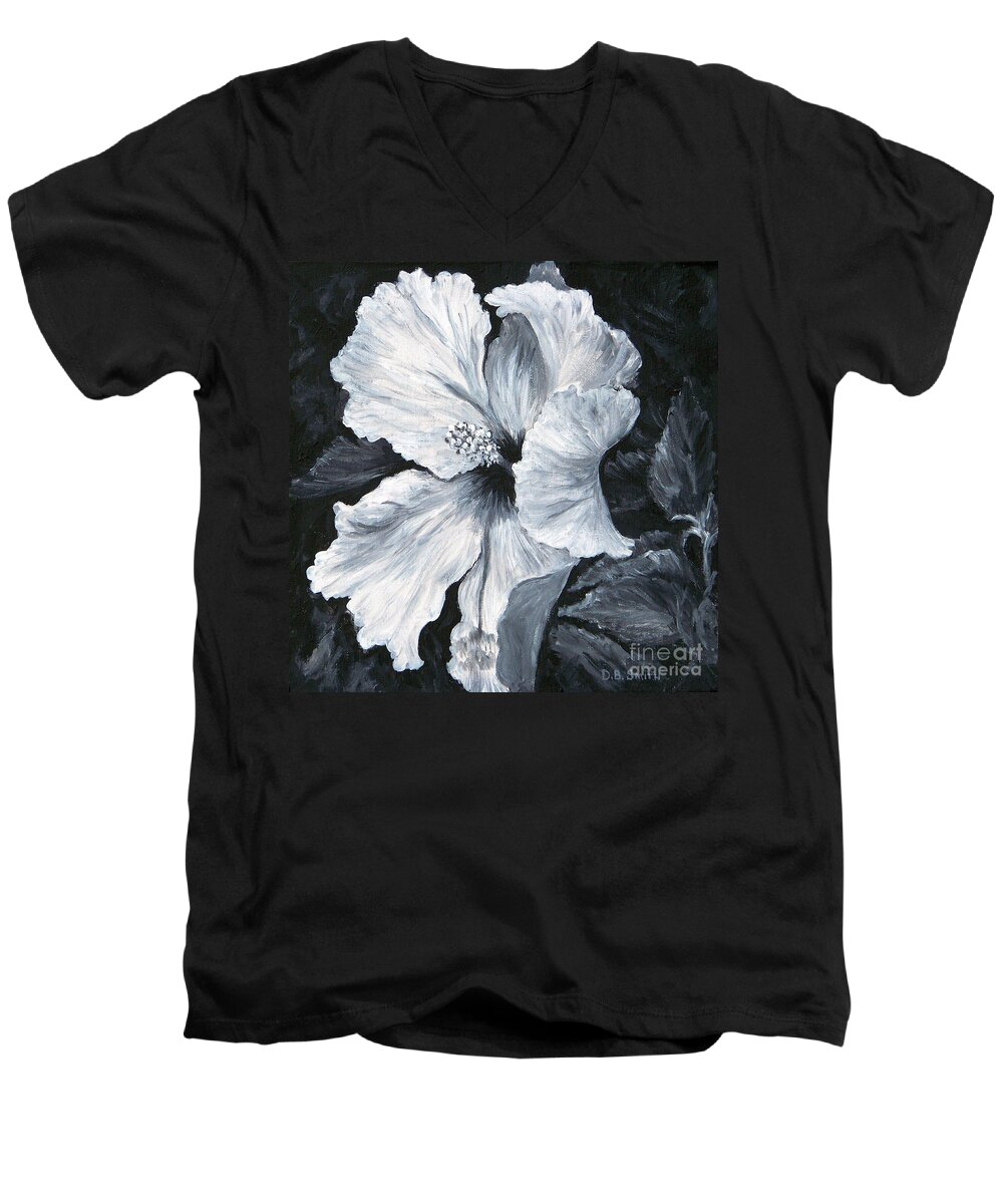 Hibiscus Men's V-Neck T-Shirt featuring the painting Hibiscus 1 by Deborah Smith